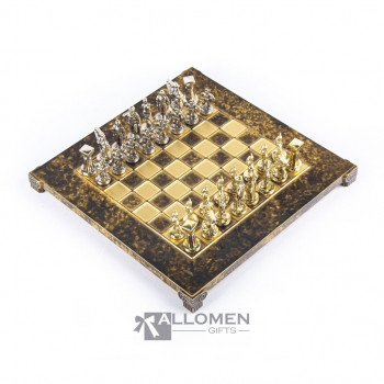 Шахи Manopoulos Спартанські воїни, коричнева латунь, в дерев'яному футлярі 28 х 28 см  (S16BRO)